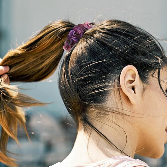Women\'s Purple Resin Hair Clip Ponytail Holder Updo Accessory main image 7